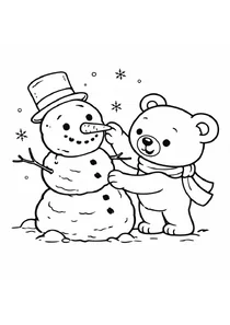 Зима | Ведмедик ліпить сніг...