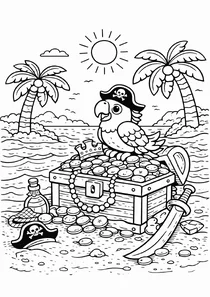 Папуга на скрині з золотом